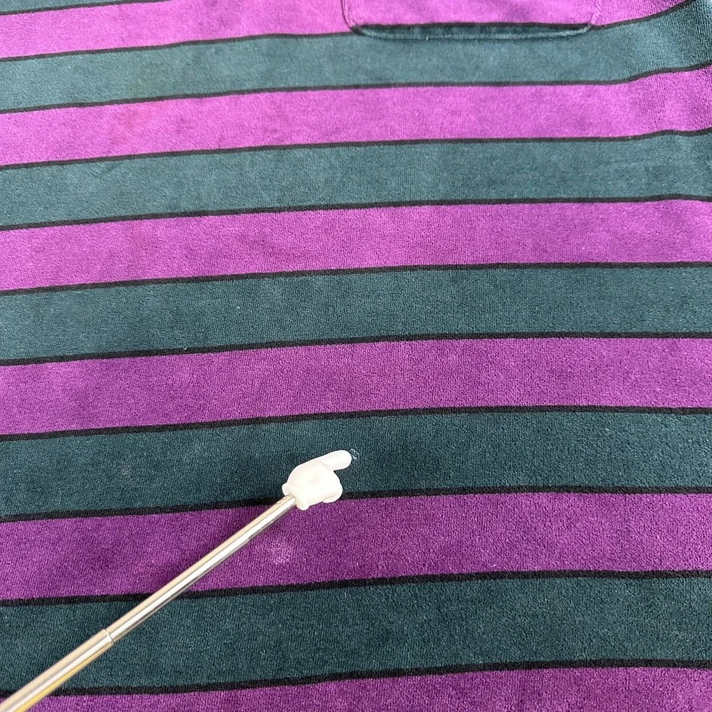 VTG INDUSTRIAL RAGS Men's XXL 1/4 Zip Pullover Shirt Purple Green Stripe Classic
